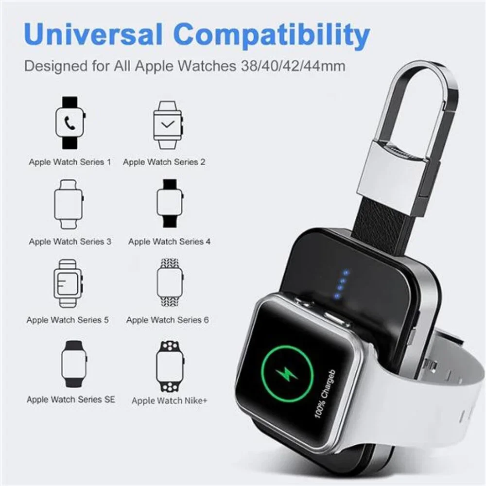 Portable Wireless Charger for Apple Watch 9/8/7/6/5/4/3/2/1/SE, 1000mAh Magnetic